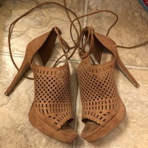 Aldo brown wrap heels